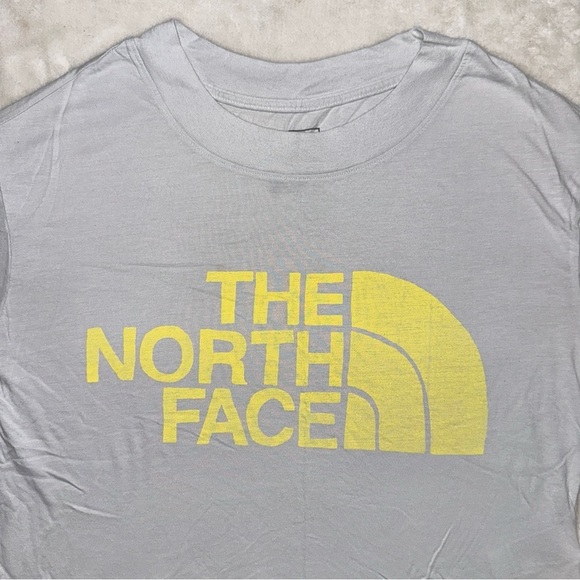 The North Face Cropped Yellow/Grey Graphic Thin Soft Tshirt Size XS - Picture 3 of 7